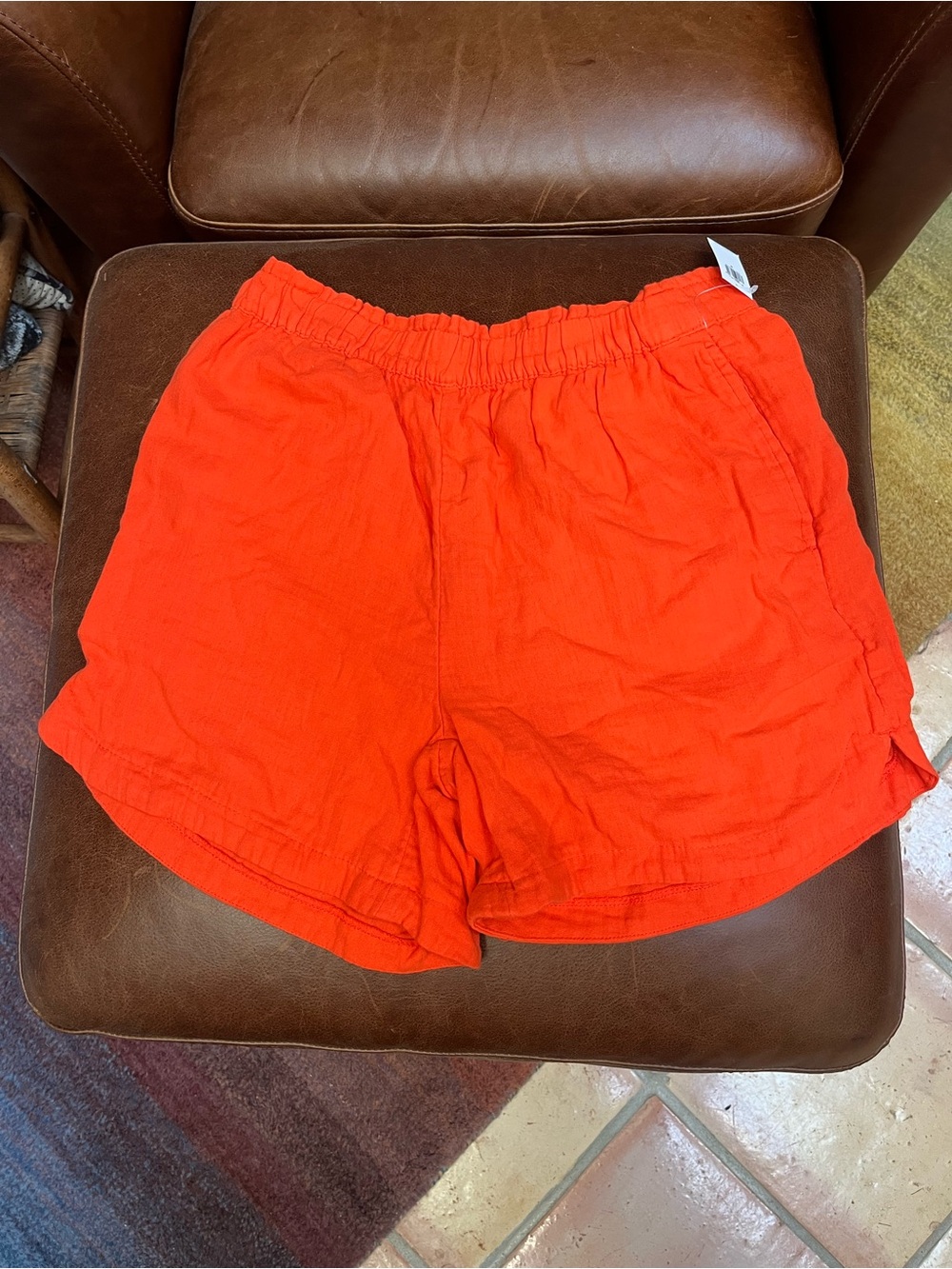 Old Navy Bright Orange High-Waisted Crinkle Gauze Cotton Shorts NWT